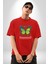Kelebek Sokak Tarzı Kadın Erkek Ön Baskılı Kırmızı Pamuklu Tişört Penye Klasik 2