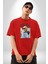 Her Zaman Havalı Iskelet Adam Kadın Erkek Ön Baskılı Kırmızı Pamuklu Tişört Penye Klasik 2