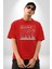 New York City Night Light Kadın Erkek Ön Baskılı Kırmızı Pamuklu Tişört Penye Klasik 3