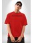 Veraset Klas Font Yazı Kadın Erkek Ön Baskılı Kırmızı Pamuklu Tişört Penye Klasik 5