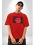 Özgürlük Gülen Surat Kadın Erkek Ön Baskılı Kırmızı Pamuklu Tişört Penye Klasik 3