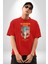 Yaz Zamanında Plaj Keyfi Kadın Erkek Ön Baskılı Kırmızı Pamuklu Tişört Penye Klasik 4