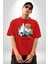 Sörfçü Arabalı Tatlı Oyuncak Ayı Kadın Erkek Ön Baskılı Kırmızı Pamuklu Tişört Penye Klasik 4