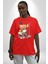 Zaman Oyuncak Ayı Kadın Erkek Ön Baskılı Kırmızı Pamuklu Tişört Penye Klasik 1
