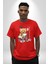 Zaman Oyuncak Ayı Kadın Erkek Ön Baskılı Kırmızı Pamuklu Tişört Penye Klasik 2