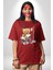 Zaman Oyuncak Ayı Kadın Erkek Ön Baskılı Kırmızı Pamuklu Tişört Penye Klasik 5