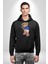Tenisçi Tatlı Oyuncak Ayı Kadın Erkek Baskılı Üç Iplik Siyah Kapüşonlu Hodie Sweatshirt 5