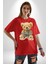 Tatlı Rehine Oyuncak Ayı Kadın Erkek Ön Baskılı Kırmızı Pamuklu Tişört Penye Klasik 5