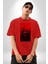 Kırmızı Renklerinin Sanatsal Uyumu Kadın Erkek Ön Baskılı Kırmızı Pamuklu Tişört Penye Klasik 2