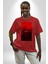 Kırmızı Renklerinin Sanatsal Uyumu Kadın Erkek Ön Baskılı Kırmızı Pamuklu Tişört Penye Klasik 5