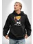 Binici Tatlı Havalı Oyuncak Ayı Kadın Erkek Baskılı Üç Iplik Siyah Kapüşonlu Hodie Sweatshirt 1