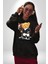 Binici Tatlı Havalı Oyuncak Ayı Kadın Erkek Baskılı Üç Iplik Siyah Kapüşonlu Hodie Sweatshirt 4