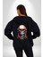 Müzik Dinleyen Havalı Kurukafa Kadın Erkek Baskılı Fermuarlı Kapüşonlu Hırka Sweatshirt 5