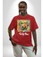 Sanatsal Teddy Ayı Kadın Erkek Ön Baskılı Kırmızı Pamuklu Tişört Penye Klasik 1