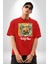 Sanatsal Teddy Ayı Kadın Erkek Ön Baskılı Kırmızı Pamuklu Tişört Penye Klasik 2