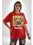 Sanatsal Teddy Ayı Kadın Erkek Ön Baskılı Kırmızı Pamuklu Tişört Penye Klasik 4