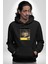 Modern Kaplan Techno Vibe Tasarım Kadın Erkek Baskılı Üç Iplik Siyah Kapüşonlu Hodie Sweatshirt 3