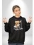 Zaman Oyuncak Ayı Kadın Erkek Baskılı Üç Iplik Siyah Kapüşonlu Hodie Sweatshirt 1