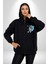 Uzay Ay Içinde Oturan Astronot Kadın Erkek Baskılı Fermuarlı Kapüşonlu Hırka Sweatshirt 1