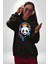 Kulaklıklı Tatlı Havalı Panda Kadın Erkek Baskılı Üç Iplik Siyah Kapüşonlu Hodie Sweatshirt 4