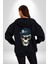 Panda Şapkalı Iskelet Adam Kadın Erkek Baskılı Fermuarlı Kapüşonlu Hırka Sweatshirt 3