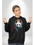 Kulaklıklı Tatlı Havalı Panda Kadın Erkek Baskılı Üç Iplik Siyah Kapüşonlu Hodie Sweatshirt 5