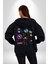 Uzay Evrensel Yıldızlar Gezegenler Kadın Erkek Baskılı Fermuarlı Kapüşonlu Hırka Sweatshirt 5