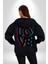 Glitch Aşk Yazısı Mavi Kırmızı Tonları Kadın Erkek Baskılı Fermuarlı Kapüşonlu Hırka Sweatshirt 5