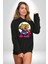Gaspçı Kaplan Para Tutan Kadın Erkek Baskılı Üç Iplik Siyah Kapüşonlu Hodie Sweatshirt 1