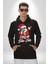 Dab Yapan Noel Baba Havalı Gözlüklü Kadın Erkek Baskılı Üç Iplik Siyah Kapüşonlu Hodie Sweatshirt 2