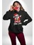 Dab Yapan Noel Baba Havalı Gözlüklü Kadın Erkek Baskılı Üç Iplik Siyah Kapüşonlu Hodie Sweatshirt 4