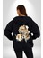 Tarz Leopar Ceketli Çizim Kadın Erkek Baskılı Fermuarlı Kapüşonlu Hırka Sweatshirt 3
