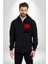 Kırmızı Renklerinin Sanatsal Uyumu Kadın Erkek Baskılı Fermuarlı Kapüşonlu Hırka Sweatshirt 1