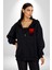 Kırmızı Renklerinin Sanatsal Uyumu Kadın Erkek Baskılı Fermuarlı Kapüşonlu Hırka Sweatshirt 2