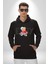 Boşver Oyuncak Ayı Kadın Erkek Baskılı Üç Iplik Siyah Kapüşonlu Hodie Sweatshirt 2