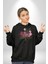Ne Yapıyorsun Neon Çiçekler Kadın Erkek Baskılı Üç Iplik Siyah Kapüşonlu Hodie Sweatshirt 2