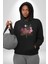 Ne Yapıyorsun Neon Çiçekler Kadın Erkek Baskılı Üç Iplik Siyah Kapüşonlu Hodie Sweatshirt 4