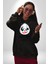 Panda Tatlı Ayıcık Dövmeli Kadın Erkek Baskılı Üç Iplik Siyah Kapüşonlu Hodie Sweatshirt 2
