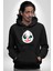 Panda Tatlı Ayıcık Dövmeli Kadın Erkek Baskılı Üç Iplik Siyah Kapüşonlu Hodie Sweatshirt 4