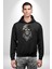 Barış Askeri Gözlüklü Goril Kadın Erkek Baskılı Üç Iplik Siyah Kapüşonlu Hodie Sweatshirt 2