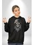 Barış Askeri Gözlüklü Goril Kadın Erkek Baskılı Üç Iplik Siyah Kapüşonlu Hodie Sweatshirt 5