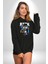 Günden Güne Şapkalı Havalı Gitarist Kadın Erkek Baskılı Üç Iplik Siyah Kapüşonlu Hodie Sweatshirt 4