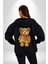 Sensörlü Suçlu Oyuncak Ayı Kadın Erkek Baskılı Fermuarlı Kapüşonlu Hırka Sweatshirt 3