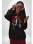 Havalı Kasklı Sakallı Motorcu Kadın Erkek Baskılı Üç Iplik Siyah Kapüşonlu Hodie Sweatshirt 1