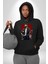 Havalı Kasklı Sakallı Motorcu Kadın Erkek Baskılı Üç Iplik Siyah Kapüşonlu Hodie Sweatshirt 4