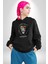 Kükresen Yeter Aslan Kadın Erkek Baskılı Üç Iplik Siyah Kapüşonlu Hodie Sweatshirt 5