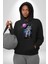 Astronot Uzaylı Savaşçı Satürn Kadın Erkek Baskılı Üç Iplik Siyah Kapüşonlu Hodie Sweatshirt 4