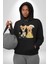 Hanımefendi ve Beyefendi Oyuncak Ayı Kadın Erkek Baskılı Üç Iplik Siyah Kapüşonlu Hodie Sweatshirt 1