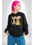 Hanımefendi ve Beyefendi Oyuncak Ayı Kadın Erkek Baskılı Üç Iplik Siyah Kapüşonlu Hodie Sweatshirt 3