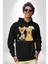 Hanımefendi ve Beyefendi Oyuncak Ayı Kadın Erkek Baskılı Üç Iplik Siyah Kapüşonlu Hodie Sweatshirt 5